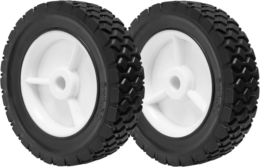 6 Inch Universal Wheels 72-106 Plastic Wheel Fits for Craftsman/AYP/MTD Lawn mower Replacement of BBQ Grill, Trash Can, Hand Truck, Lawn Sprayer, 6'' x 1.5", 2 Pack
