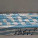 Vaukki Waterproof Outdoor Rug 9x12 Teal Striped Patio Mat