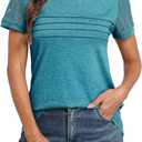 Memorose Women's Short Sleeve Shirts Lace Dressy 2025 Spring Summer Tops Trendy Vacation Casual Work Blouses (X-Large, Bluegreen02)