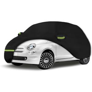 Waterproof Car Covers Fit for 2007-2023 Fiat 500/500C/500E Abarth/New Fiat 500 (Black) 210T Custom Heavy Duty Waterproof All Weather Protection Outdoor