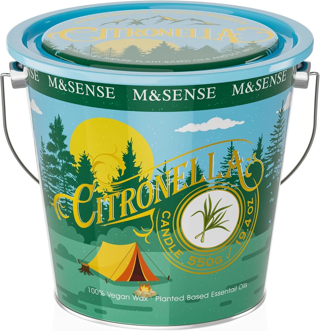 M&SENSE Citronella Candles Outdoor 19.4oz,Lemon Verbena Rose Soy Wax, 19.4 oz Small Jar