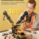 6 x Large Crane Truck Toy with Extendable Crane Arm, Lights & Siren Sounds, Assemble & DIY Truck Engineering Vehicle Toy for Boys Girls Christmas Birthday Gifts Kids Toys for 3 4 5 6 7 8 Years Old