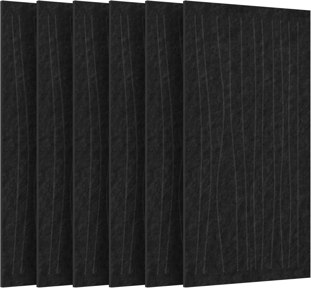 Acoustic 6 Pack Soundproof wall Shape Cutting Panels, 47.2 x 23.6 x 0.4 Self-Adhesive Noise Reduction Wall Panels for Office, Home Theater, Recording Studiol,Black