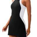 Athletic Tennis Golf Dress for Women with Built-in Bra & Separate Shorts Pockets Colorblock Spring Summer Dresses Workout Active Sports Black-White, M