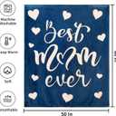 Throw Blankets Gift for Mom from Daughter Son, Best Mom Ever Blanket for Mother's Day, Soft Flannel Throw Blankets for Christmas Valentines Gift 60" x 50"(Blue)