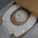 Mayfair Ashton Easy to Clean Single Hinge Toilet Seat, Modern Slow Close Wood Toilet Seat, Made in USA, Elongated, White