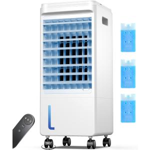 Windowless Portable Air Conditioners, Swamp Cooler with 2 Gal Dual Water Tank, 4 Modes & 3 Speeds, 80Oscillation, Smart Timer, Evaporative Air Cooler with Remote for Room, Office, Home (White)