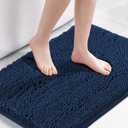 H.VERSAILTEX Navy Bath Mat, Bathroom Rug 36 x 24 Non Slip Bath Mats for Bathroom Floor, Luxury Chenille Ultra Soft Bath Rugs Shaggy Rugs Washable