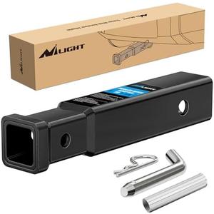 Nilight Trailer Hitch Receiver Extender Adapter Reducer 2 to 1-1/4 Inch Hitch Adapter 6-4/5 inch Extension Sleeve Convertor 350Lbs with 1/2-Inch Diameter Pin and Clip with 5/8-Inch Adapter