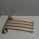 Wall Mounted Bathroom Folding Towel Rack, 4 Towel Bars Antique Brass Pattern Carving,Brushed Bronze