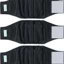 wegreeco Washable Dog Diapers - Washable Male Dog Belly Wrap - Pack of 3 - (Black,Small)
