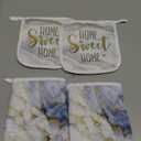 Bencailor 6 Pcs Marble Kitchen Decor Gold Pot Holders Oven Mitts 2 Dish Towels 2 Farmhouse Cooking Mittens Oven Glove and Potholder for Baking Cooking Grilling Supply Accessories(White)