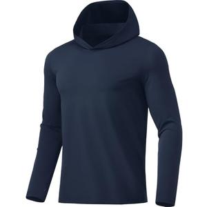 BANTREK Men Athletic Hoodies Long Sleeve Fishing Shirts UPF 50+ Sun Protection Dry Fit Wicking Hooded Running Shirts XXXL