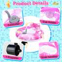 2 Sets Motorized Pool Float for Adults, Electric Inflatable Pool Lounger Float Driving Tube Floating with Pusher Handles Cup Holder for Summer Water Beach(Leaves,Blue Pink), 47.24 x 47.24"