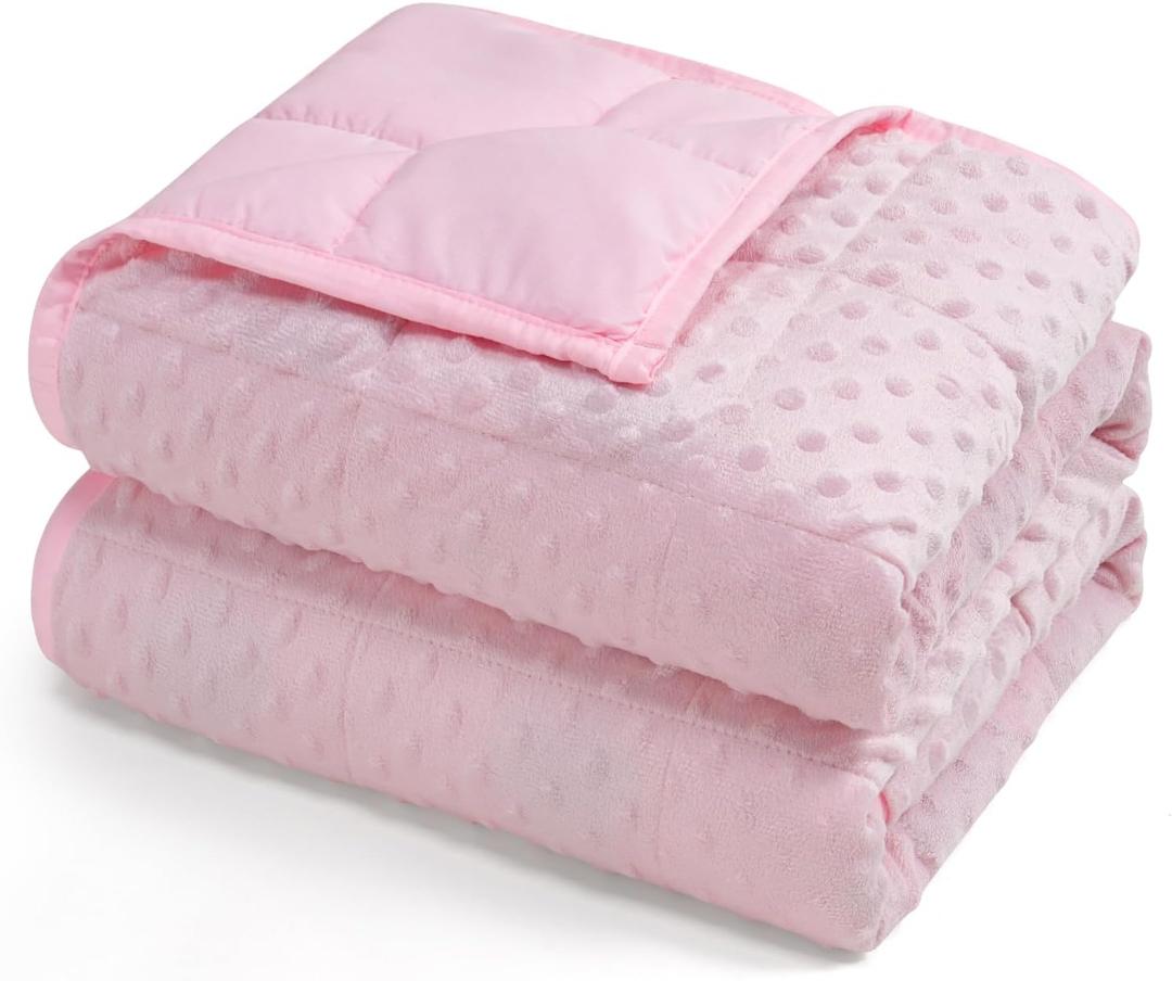 Kivik Weighted Blanket 15 lbs for Adults, Minky Dot Heavy Blankets, Microfiber Reversible Weighted Throw Blankets for All Seasons, Machine Washable, 60"x80" Queen Size, Pink