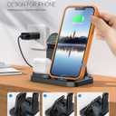 Wireless Charging Station 3 in 1 RJR Compatible with Apple Devices, Charging Dock for iWatch, Built-in Wireless Charger Stand for iPhone Series AirPods Gifts (with 18W Adapter) Graphite Black