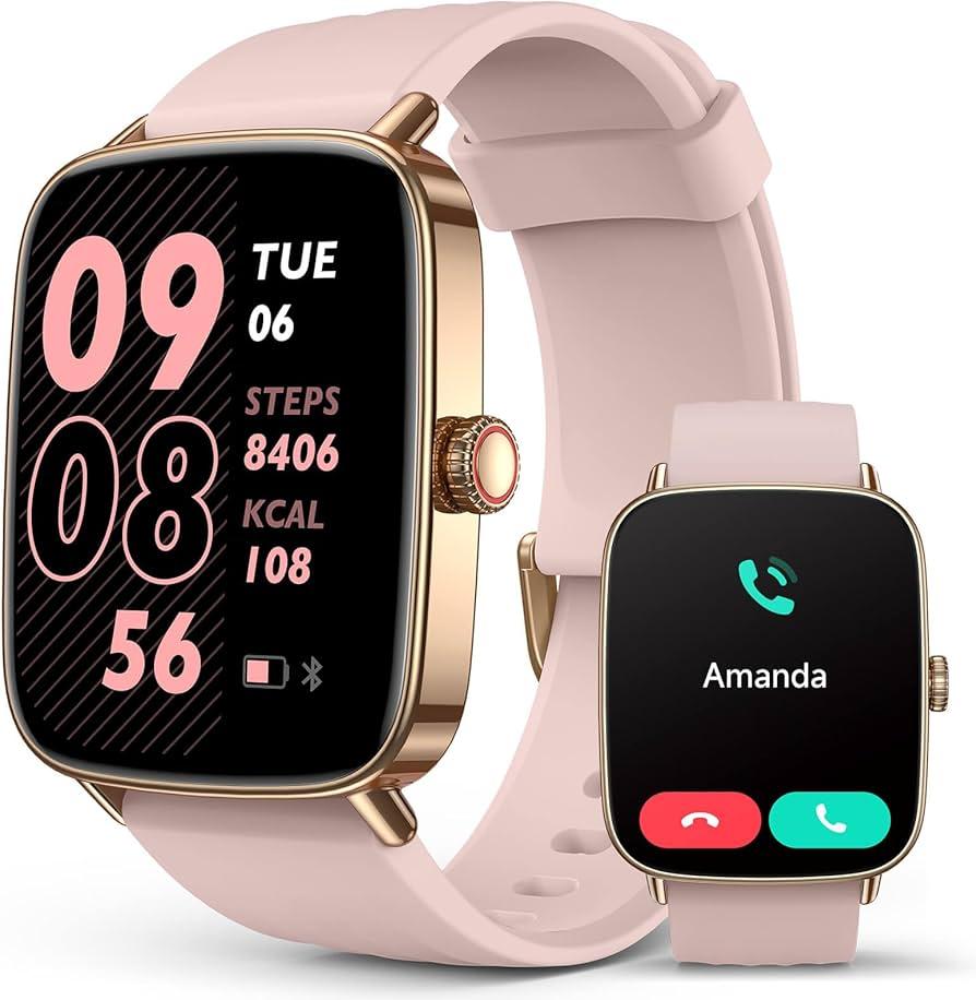 Smart Watches for Women, 1.75" Bluetooth Call, AI Voice Smartwatch, 24/ 7 Heart Rate Monitor, Blood Pressure/ SpO2/ Sleep Tracker, IP68 Waterproof, 100+ Sports Fitness Tracker for Android iOS Pink