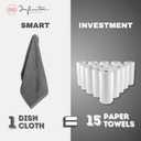 Infinitee Xclusives Premium Dish Cloth 100% Cotton 12 x 12 Inches |Pack of 4| - Ultra Soft Tea Towels - Highly Absorbent Kitchen Rags - Terry Dishcloth for Kitchen and Household Cleaning, Grey