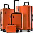 Hard Shell Luggage Sets with Spinner Wheels 4 Piece, Expandable Large Suitcases with TSA Lock, Travel Large Suitcase Set, Navy Luggage Set (Orange)