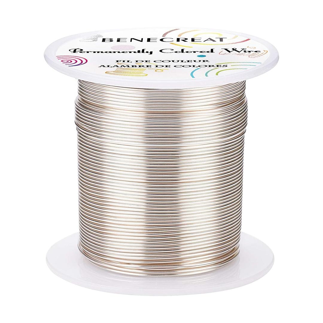 BENECREAT 20 Gauge 32 Yards Silver Jewelry Wire - Tarnish Resistant Beading & Wrapping Copper Wire for DIY Crafts