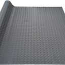 4x8FT Garage Floor Mat, 2.8mm Thickened Flooring Roll for Under Car, Golf Cart Parking Mat, Diamond Plate PVC Rubber Motorcycle Mat, Non-Slip Floor Protector for Garage Warehouse, Grey (Gray)