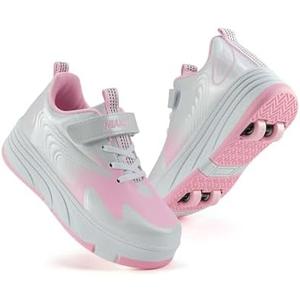 Niakid Roller Skate Shoes for Kids Boys Girls Outdoor Sport Fashion Detachable 4-Wheels Sneaker with Wheeled Suitable for Beginners Size 35