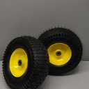 AR-PRO 13x5.00-6 Tire and Wheel Assembly (2-Pack), Tubeless Lawn Mower Tire with Rim, with 3/4" Bushings and 3" Centered Hub Length (Yellow)