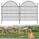 10 Panels No Dig Decorative Garden Fence, 32in (H) x 23.6ft (L) Outdoor Animal Barrier Fencing with Ground Stakes, Temporary Rustproof Metal Wire Panel Border for Rabbit,Dog