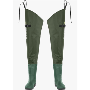 Fishing Hip Waders for Men Women with Boots Waterproof Lightweight 2-Ply PVC/ Nylon Bootfoot Cleated Hip Boots Wader for Fishing Hunting (Green, 9) Fishing Hip Waders for Men Women with Boots Waterproof Lightweight 2-Ply PVC/ Nylon Bootfoot Cleated Hip Boots Wader for Fishing Hunting (Green, 9)