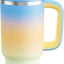 ENCOOL 32 oz Tumbler with Handle and Straw: Stainless Steel Insulated Tumbler Keeps Cold for 24 Hours, Leakproof Travel Cup Fits in Cup Holder and BPA-Free, Sunny Breeze