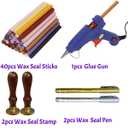 40Pcs Assorted Sealing Wax Sticks with Glue Gun and 2Pcs Wax Seal Pens &2pcs Wax Sealing Stamp for Wedding Invitations, Cards, Envelopes, Gift Wrapping(42)