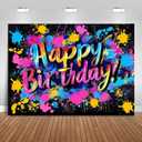 Graffiti Happy Birthday Backdrop 7x5ft Colorful Painting Birthday Party Decorations Background Neon Glow in The Dark Banner Photo Booth Props