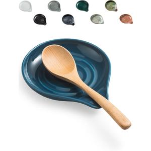 LAUCHUH Spoon Rest for Stove Top Cooking Spoon Holder for Kitchen Countertop Large Holder for Spatula, Spoons or Tongs, Farmhouse Decor, Thanksgiving, Blue