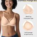 Seamless Wireless Bra for Women with Support - No Underwire Plunge Push Up Comfy Tshirt Bras Racerback Bralette