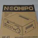 Stereo Receiver & Amplifier Home Audio Amp, AK45 Bluetooth Receiver for Home Stereo, 300Wx2, Bluetooth 5.0, 2 Channel, w/FM & Karaoke, w/USB/SD/RCA/MIC/FM in, w/Remote, for Garage Party Market