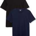 Men's Short-Sleeve V-Neck T-Shirts, Pack of 2, Black/ Navy, X-Small