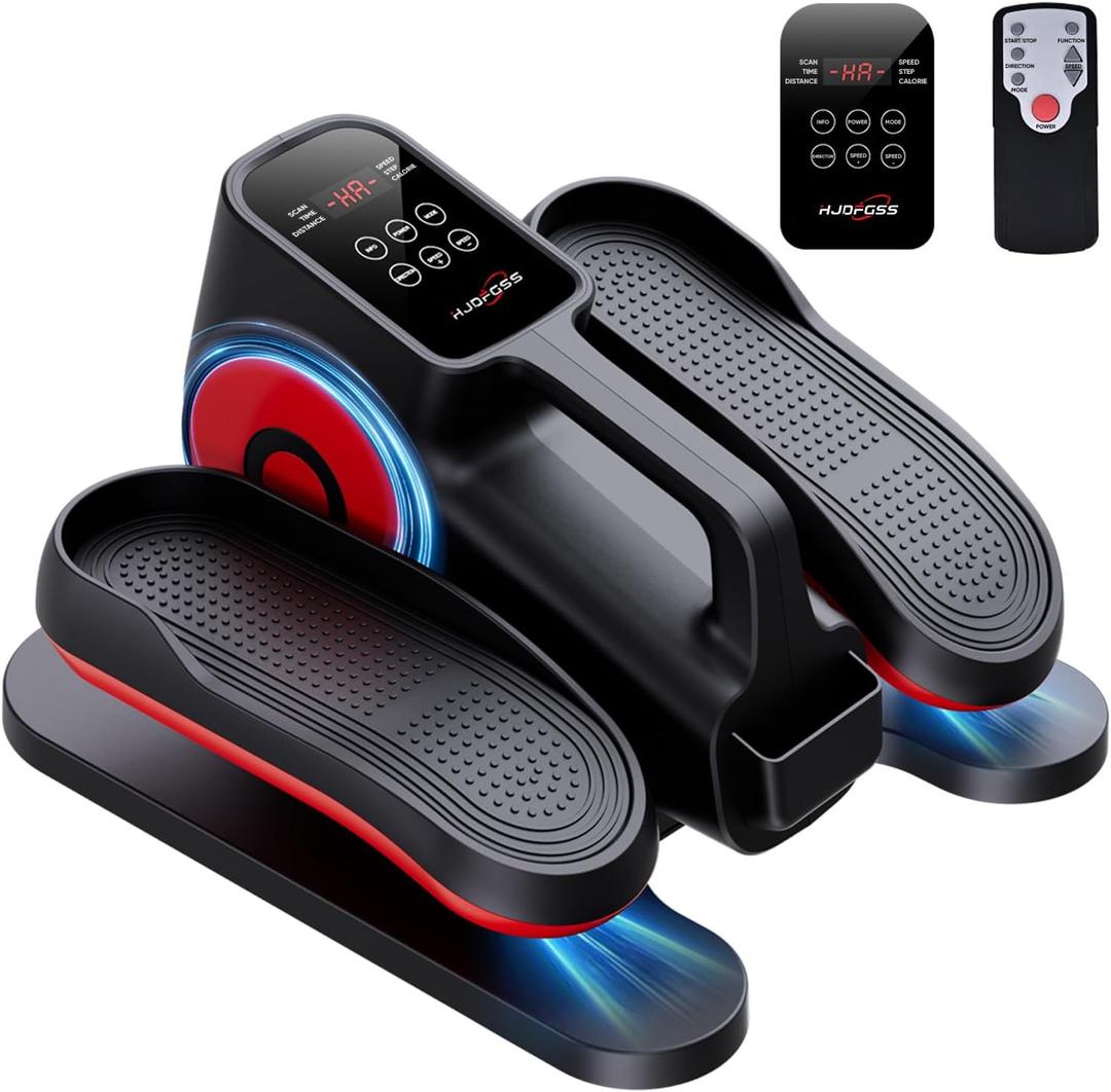 Under Desk Elliptical Machine, Ellipse Leg Exerciser Electric as Seen on TV for Seniors with Remote Control & 10 Adjustable Speeds,Quiet & Portable Mini Seated Pedal Exerciser (Black Red)