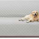 U-NICE HOME 4 Seater Sofa Cover 91 Inch Large Couch Covers for 4 Cushion Couch with Elastic Straps Water Resistant Furniture Protector Cover for Pets Cat (Sofa XX-Large, Light Grey/Light Grey)