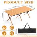 Suzile 2 Pack 4FT Folding Camping Table, Roll Up Portable Camp Table with Carry Bag, Low Collapsible Lightweight Aluminum Outdoor for Camping, Picnic, Beach, Patio, Kitchen(Yellow Wood Color)
