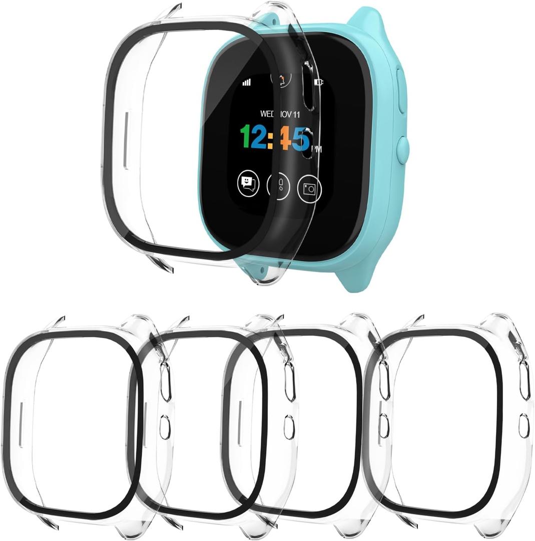 [4-Pack] Case Compatible with Gizmo Watch 3 Screen Protector for Kids, Tempered Glass Only Compatible for Verizon Gizmo Watch 3, Clear+Clear+Clear+Clear