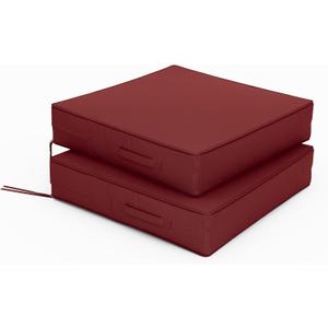 Patio Chair Cushions 24 x 24 x 5 Inch Waterproof Outdoor Seat Cushions for Patio Furniture, Outdoor Sofa Couch Pads with Ties & Handle, Set of 2, Burgundy
