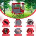 Teenyyou Double Camping Chair with Canopy Shade 660lbs Heavy Duty Beach Chair, Portable Folding 2 Person Camping Loveseat with Cup Holder and Storage Bag for Lawn Beach Outdoor Sport(Red and Grey), 47.2 inches x 20 inches x 13.5 inches