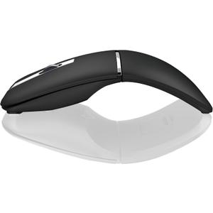 Bluetooth Arc Travel Mouse - BT & 2.4G Wireless Dual Mode, Rechargeable Slim Rotatable Portable, 1000/1600/2400 DPI, USB Optical Computer Silent Mouse for Microsoft Laptop PC Chromebook Tablet -Black