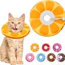 Cat Cone Collar Soft, Cat Recovery Collar for Wound Healing Cute Donut Elizabethan Cone for Kittens, Adjustable Cones for Cats to Stop Licking Neck Protective Cones After Spay(Orange, Small)