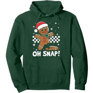 Christmas Pajamas Oh Snap Gingerbread Christmas Cookie Pullover Hoodie, Size 2 XL