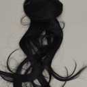 Halo Hair Extensions Real Human Hair Invisible Wire Extensions with Transparent Fish Line Adjustable Size Jet Black 18 inch