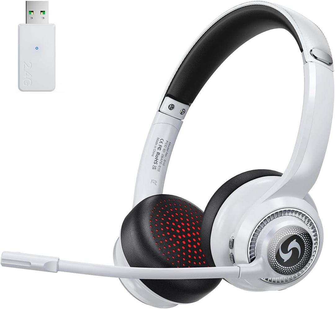 Wireless Headset for Work, HD Sound Bluetooth Headphones with Mic | with ENC Noise Cancelling Microphone and Mute Office/Video Calls/Business/WFH/Home, 50H Playtime for PC/Laptop/Cell Phone