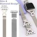 BRG Thin Mesh Loop Compatible with Apple Watch Bands for Women 40mm 41mm 38mm 42mm Series 11 10 9 8 7 6 5 4 3 2 1 SE, Metal Magnetic Stainless Steel Strap with X-Shape Diamond Clasp for iWatch Bands