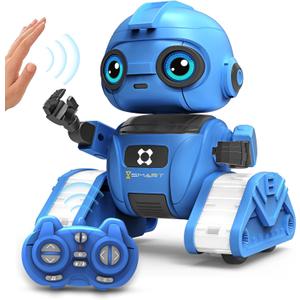 Robot Toys for Boys and Girls, Rechargeable Remote Control Robot with Auto-Demonstration, Light Projection, Dance Moves, Music, and Gesture Sensing Toy Robot Gifts for 6+ Year Old Boys (Blue)