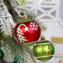 Christmas Decorations Ornaments for Tree - 16Pcs 2.4Inch Red and Green Glittering Hanging Ball Ornaments for Home Indoor Holiday Party Decor